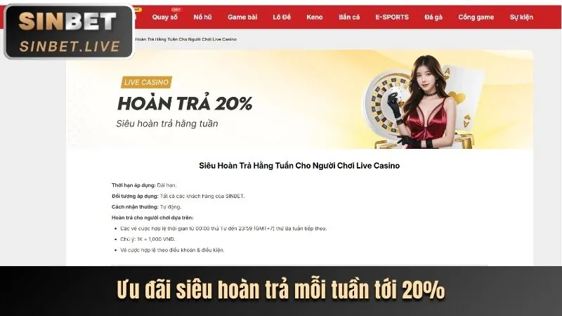Chương trình hoàn trả hàng tuần GO88